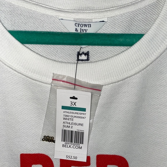 NWT Crown & Ivy Red White and Boozy Sequin Graphic Sweatshirt Size 3X - Picture 3 of 5